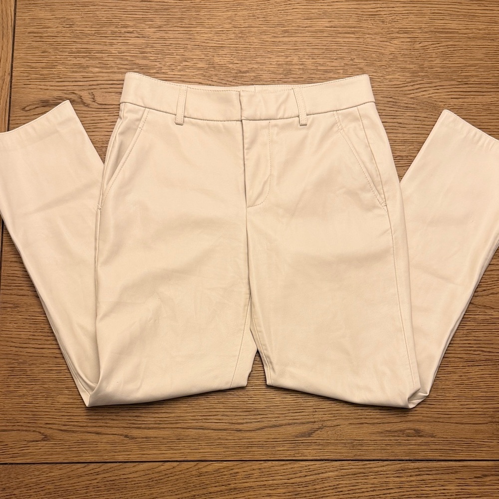 Zara Cream Faux Leather Trousers
